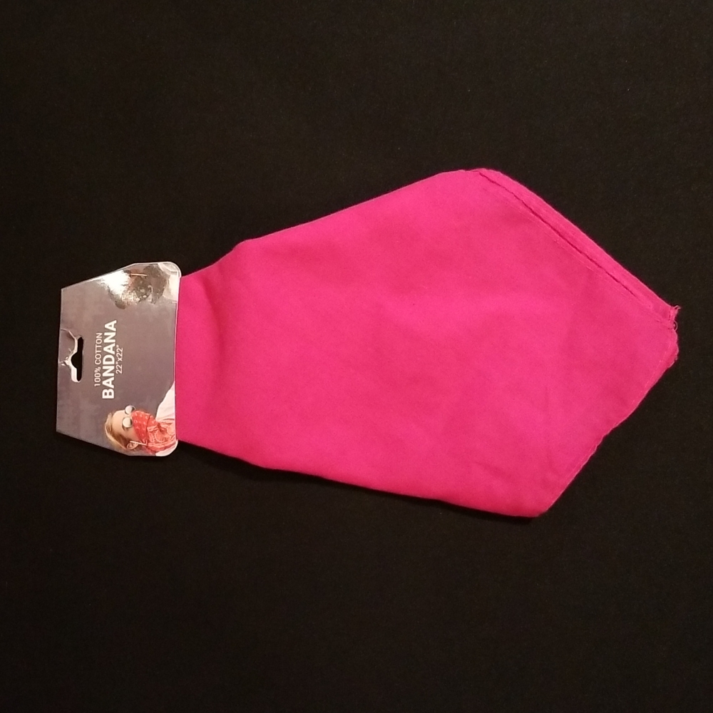 100% cotton pink bandana, 22"x22"